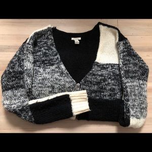 Forever 21 Black and White Zipper Cardigan